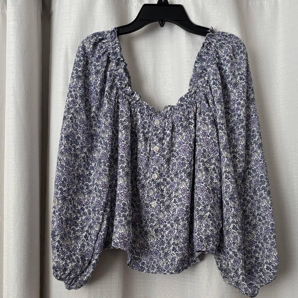 American Eagle Outfitters Purple Floral Blouse